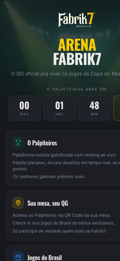 Landing do Palpiteiros em mobile